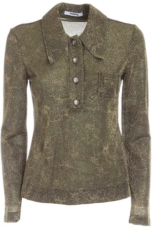 VIVETTA Polo in lurex verde e oro