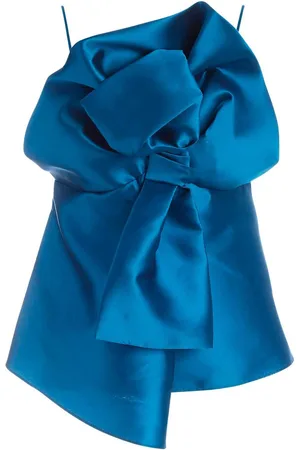 Alberta Ferretti Top con maxi fiocco color ottanio