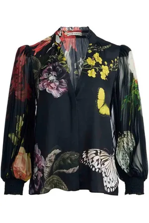 ALICE+OLIVIA Blusa plissettata nera/