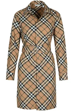 Burberry Vestito A Quadri In Misto Lana