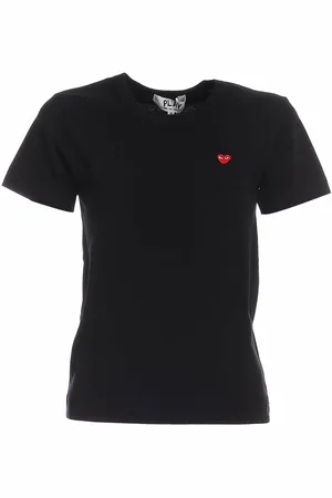 Comme des Garçons T-shirt nera con patch Red Heart