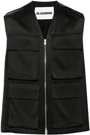 Jil Sander Gilet In Viscosa E Seta Con Tasche Applicate