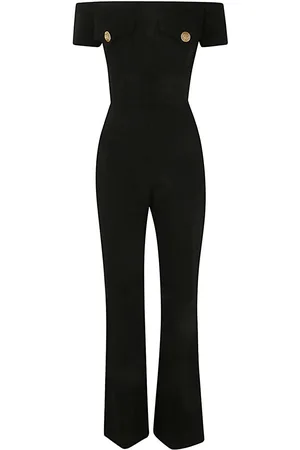 Balmain Tuta in crepe svasata con spalle scoperte
