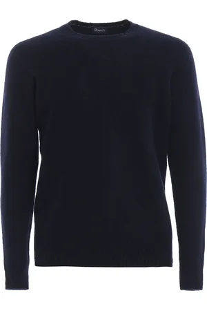 DRUMOHR Girocollo blu in lambswool garzato