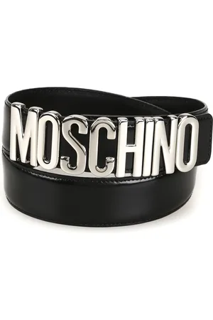 Moschino Cintura in vernice nera con logo lettering