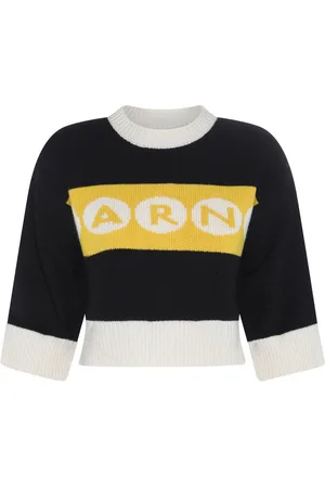 Marni Maglione con logo in lana vergine nera