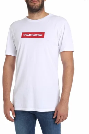 Sprayground T-shirt bianca con logo a contrasto