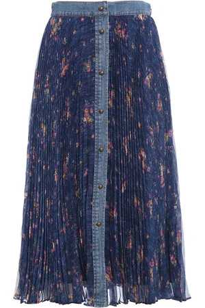 Serafini Gonna plissettata con profili in denim