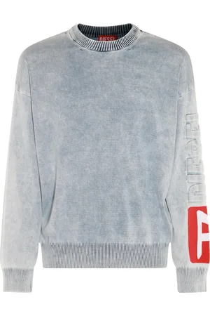 Diesel Felpa in misto cotone celeste e rosso