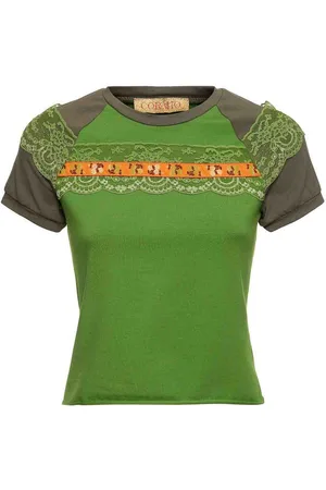CORMIO T-shirt raglan con pannelli in pizzo