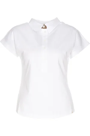 HERNO T-shirt polo bianca con logo sul colletto