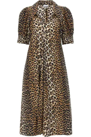 Ganni Abito midi con stampa animalier