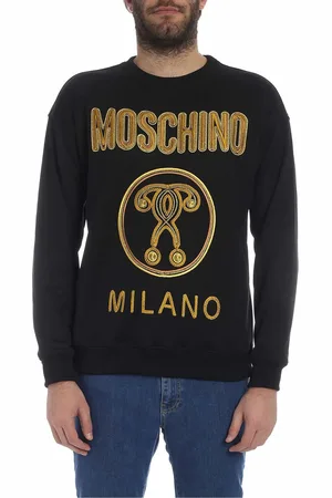 Moschino Felpa nera Double Question dorato