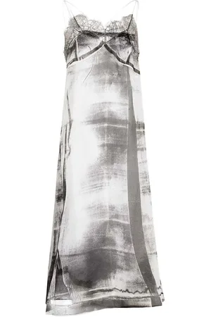 Maison Margiela Abito midi in seta con cornice fissa