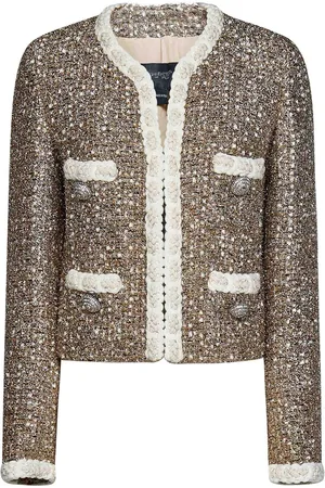 Giambattista Valli Blazer Corto In Tweed Lurex Oro