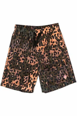 MARCELO BURLON Shorts marroni con stampa animalier