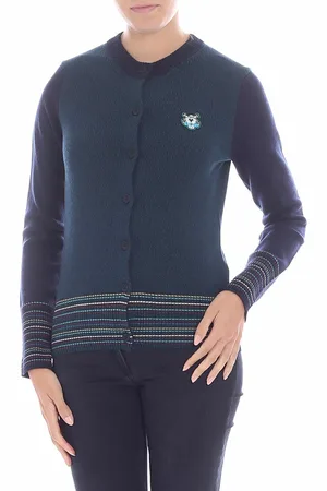 Kenzo Cardigan verde con profili multicolor