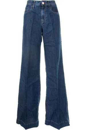 Jacob Cohen Jeans Gamba Larga In Denim Scuro
