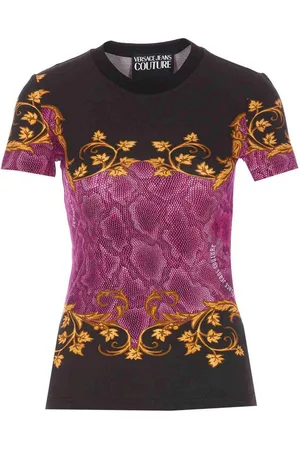 VERSACE T-shirt Couture nera girocollo stampata