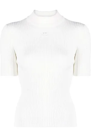 Courrèges Pullover a collo alto in maglia con costine
