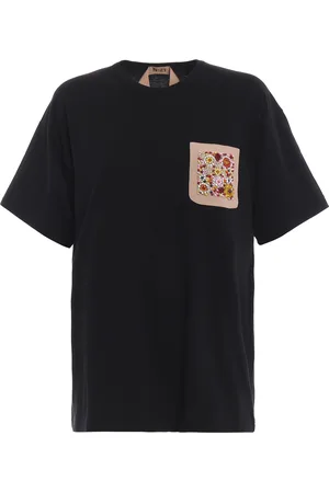 Nº21 T-shirt nera over con cristalli