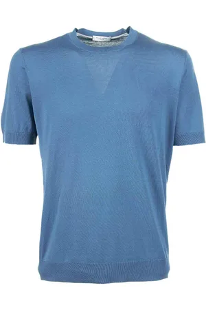 Paolo Pecora T-Shirt Azzurra In Cotone E Seta