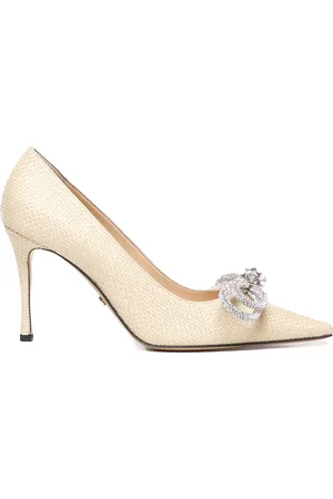 Mach & Mach Décolleté in rafia con cristalli