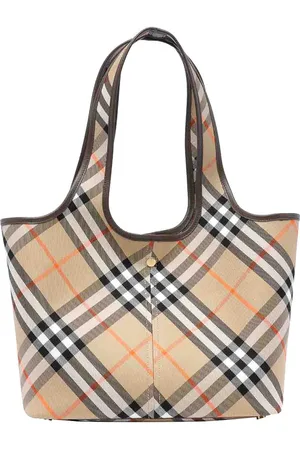 Burberry Borsa tote con motivo check sabbia