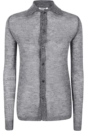Auralee Cardigan camicia in maglia trasparente