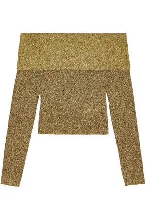 Ganni Maglione corto con design a spalle scoperte