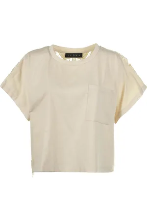 Kaos T-shirt ritagliata Crema