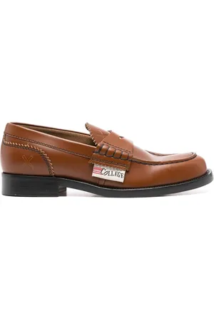 College Mocassini in pelle con toppa con logo
