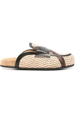 College Sabot in rafia con finiture in pelle