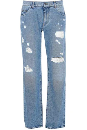 Dolce & Gabbana Jeans effetto consumato con ricamo Dg