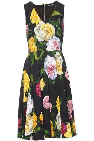 Dolce & Gabbana Abito chemisier con stampa di peonie e rose
