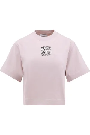 OFF-WHITE T-shirt in cotone con motivo foglie bling