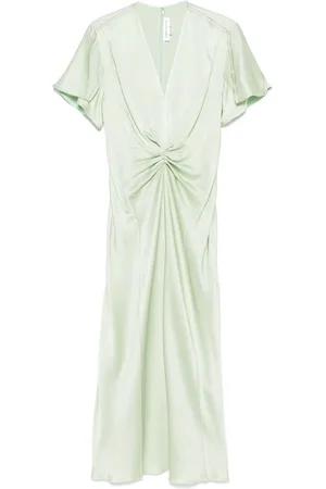 Victoria Beckham Vestito midi arricciato con scollo a V