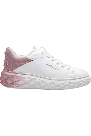 Jimmy Choo Sneakers In Pelle Bianca Con Glitter Degrade