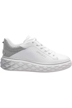 Jimmy Choo Sneakers In Pelle Bianca Con Glitter Degrade