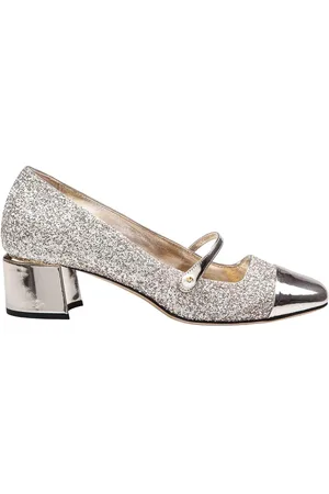 Jimmy Choo Decollete In Glitter E Pelle Laminata