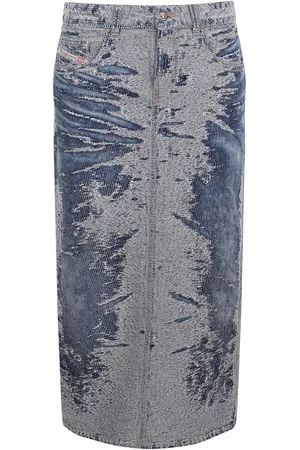 Diesel Gonna Midi De-Skye-S In Denim