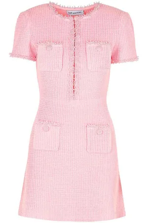 Self-Portrait Vestito in misto poliestere rosa waffle