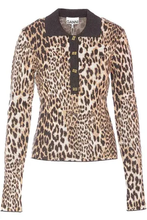 Ganni Polo con stampa leopardata