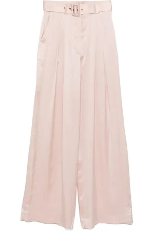 ZIMMERMANN Pantaloni palazzo in seta rosa cipria