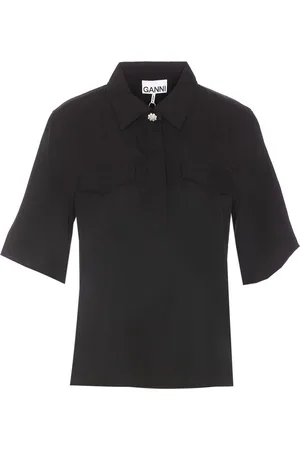 Ganni Camicia In Twill E Viscosa