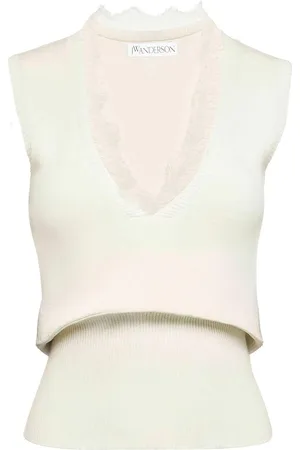 J.W.Anderson J. W. Anderson Gilet con scollo a V con finiture in pizzo