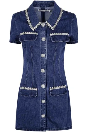 Self-Portrait Miniabito con colletto in denim