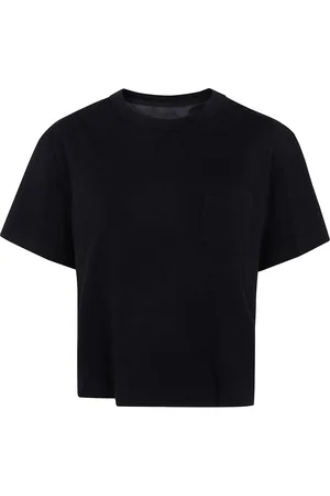 SACAI T-shirt in cotone misto twill di nylon