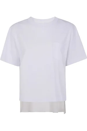 SACAI T-shirt in cotone misto twill di nylon