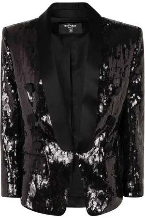 Balmain Jkt in raso glitterato con scollo a V